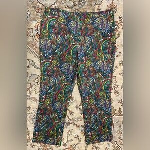 Tommy Hilfiger Rainbow Colorful Paisley Print Pants Size 14 Cotton Stretch